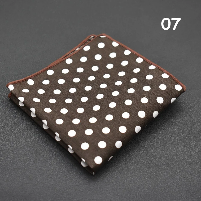 Men's Polka Dot Pocket Square Cotton White Navy Handkerchief Formal Dress Wedding Party Suit Scarf Bridegroom Chest Towel Hanky