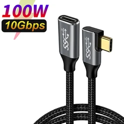 USB-C 10Gbps Extension Cable - 100W Male to Female Extender Cord - 3m (Elbow 10Gbps)