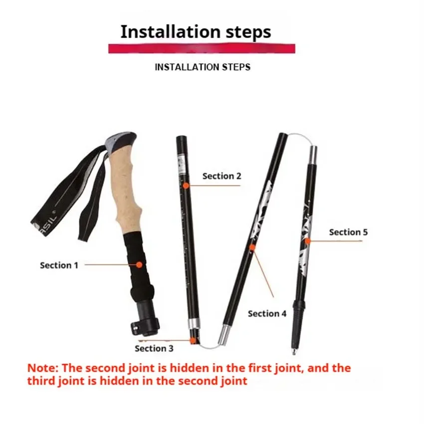 Fanuocetar Trekking Poles Lightweight Collapsible Hiking Poles for Snowshoe Backpacking Gear Pair of 2 Walking Sticks for Hiking 4