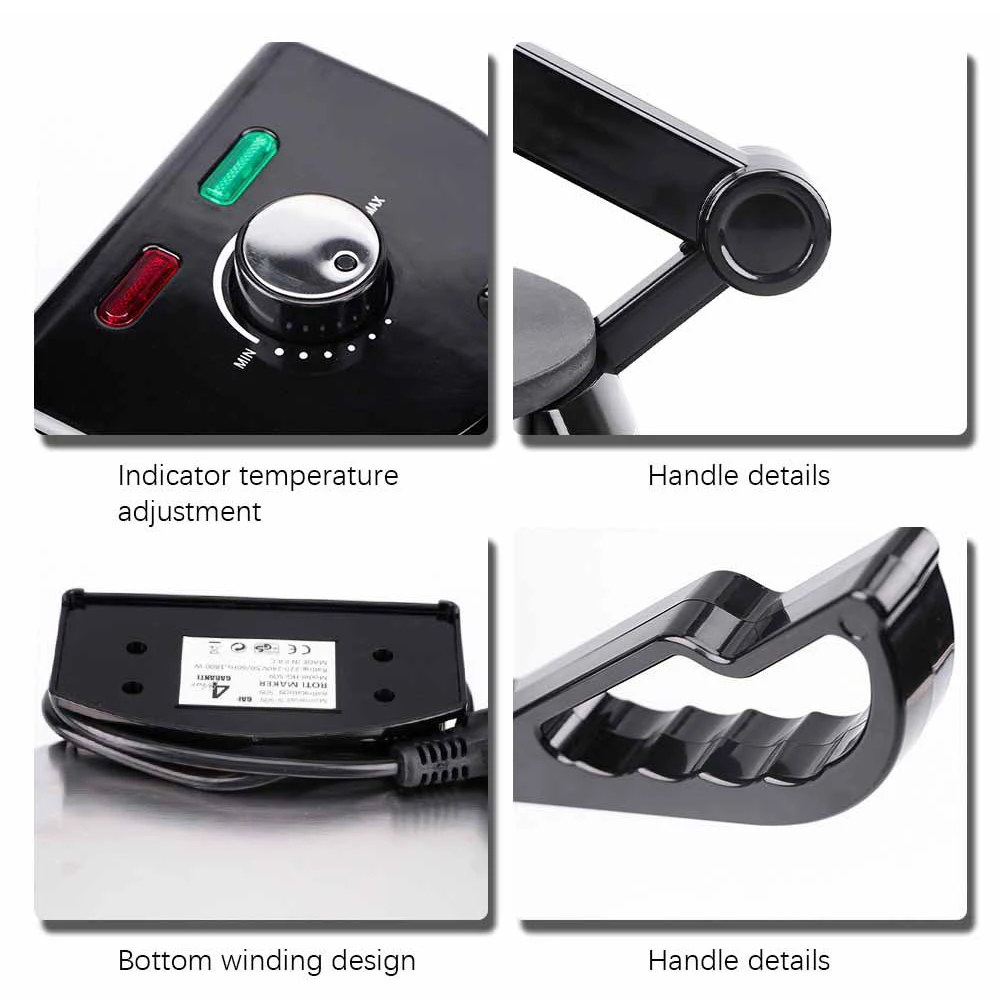 Electric Tortilla Maker Stainless Steel Non-Stick Roti Maker Machine 1800W Double Sided Heating Tortilla Press 6