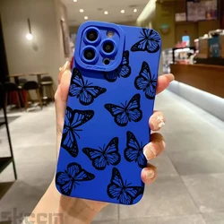 Elegant Black Butterfly Pattern Shockproof Phone Case - Samsung S21 Ultra (Klein blue DSM158)