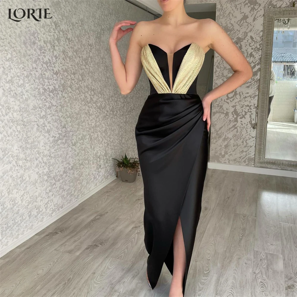 

LORIE Luxury Mermaid Evening Dresses Off Shoulder Deep V-Neck Pleated Side Slit Prom Dress Saudi Arabia Backles Party Gowns 2023