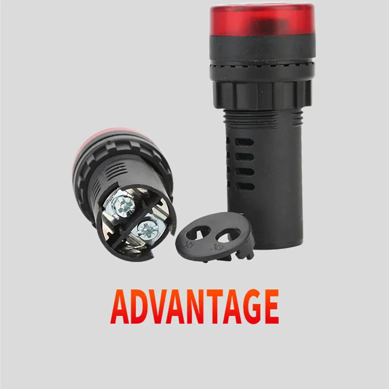 AD16-16SM 12V 24V 220V 16mm Flash LED Alarm Indicator Light Signal Lamp Flashmetal Active Beep Buzzer Intermittent Sound Red