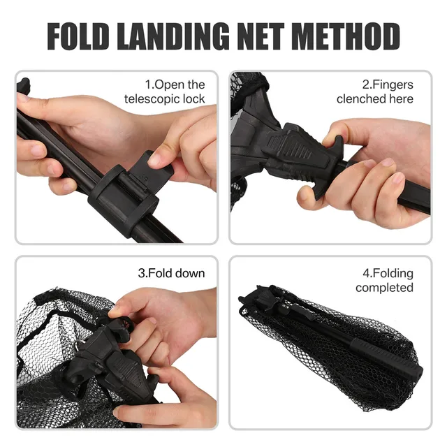 Retractable Fishing Landing Net with Telescoping Pole Foldable Handle for Kids Men Freshwater Saltwater Fly Fishing Carp net 4