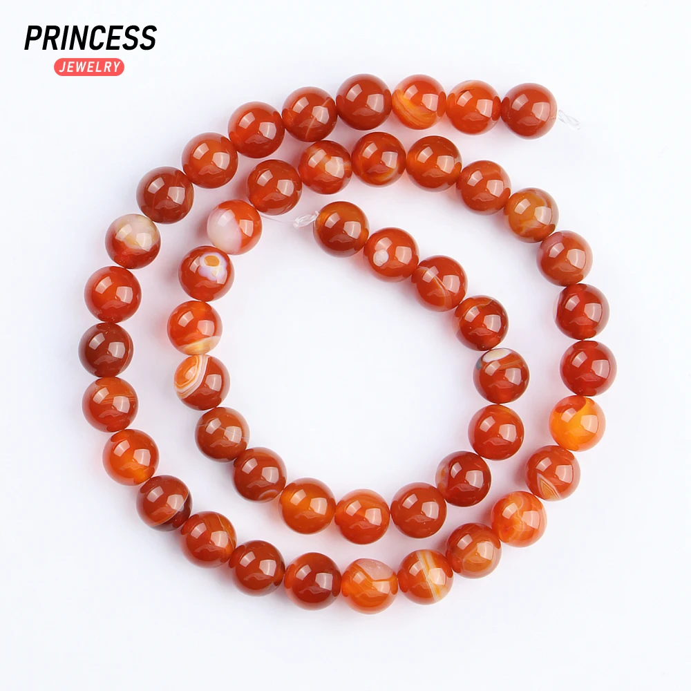 A + 천연 마다가스카르 레드 스트라이프 마노 오닉스 루즈 비즈 쥬얼리 만들기 팔찌 목걸이 DIY 액세서리 4 6 8 10mm