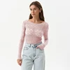 CUTENOVA Lace Women'S Tops Hollow Out Basic Casual Elegant Long Sleeve Tops See-Through Party For Sexy Lady Fashion Street Tops 5