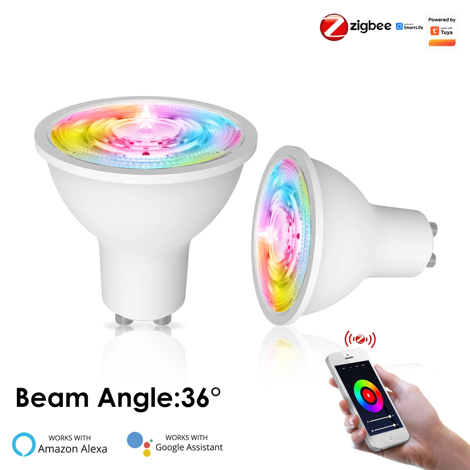 Tuya ZigBee GU10 WIFI Smart LED Bulbs RGB C + W White 5W Dimmable Lamps Smart Life APP Control Light Bulbs Work Alexa/Google
