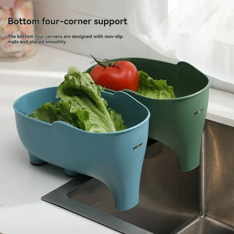 Elephant Drain Basket Multifunctional Kitchen Sink Drain Basket Home Kitchen Living Room Vegetable and Fruit Washing