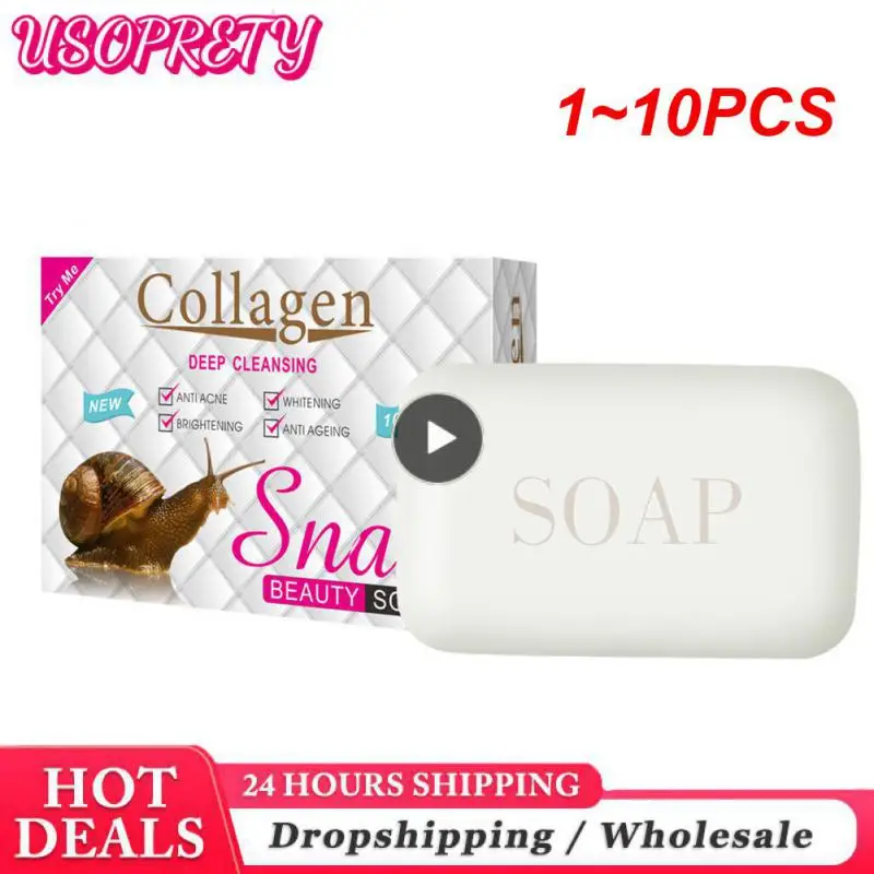 

1~10PCS 100g Snail Handmade Soap Collagen Facel Soap Moisturizing Shrink PoresFacial Cleansing Whitening Oil-control Face Care