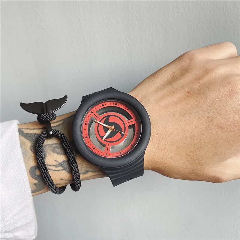 

Fashion Round Quartz Cartoon Charcter Dial Casual Wrist Watches Rubber Strap Fashionable Clock Waterproof Wristwatch for Men