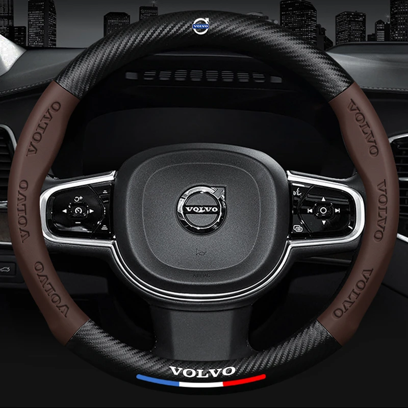 New Carbon Fiber Leather Car Steering Wheel Cover For Volvo XC70 XC90