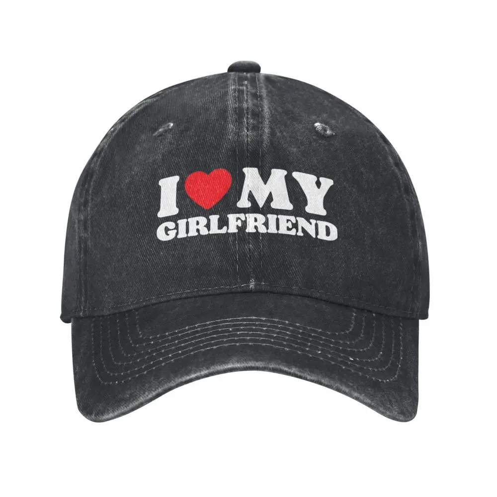 Vintage Ich liebe meine Freundin Baseball mützen für Männer Frauen Distressed gewaschene Sonnen kappe im Freien laufen Golf mützen Hut – Detail 1