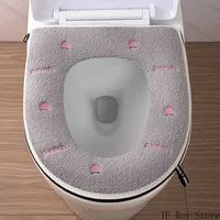 Peach Pattern Thickened Toilet Mat Universal Waterproof Zipper Embroidered Toilet Cover Home Toilet Seat Cushion Four Seasons 2