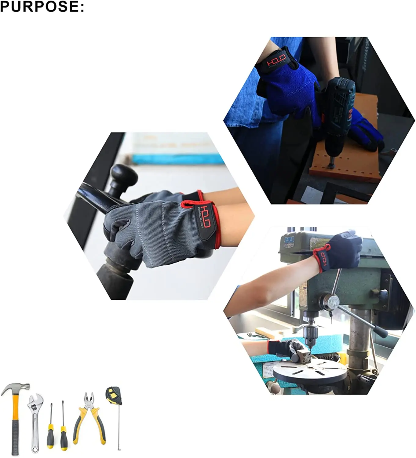 Work Gloves HANDLANDY Microfiber fabric Padded Knuckles & Palm construction Mechanic safety Touch Screen work gloves work gloves protective gloves