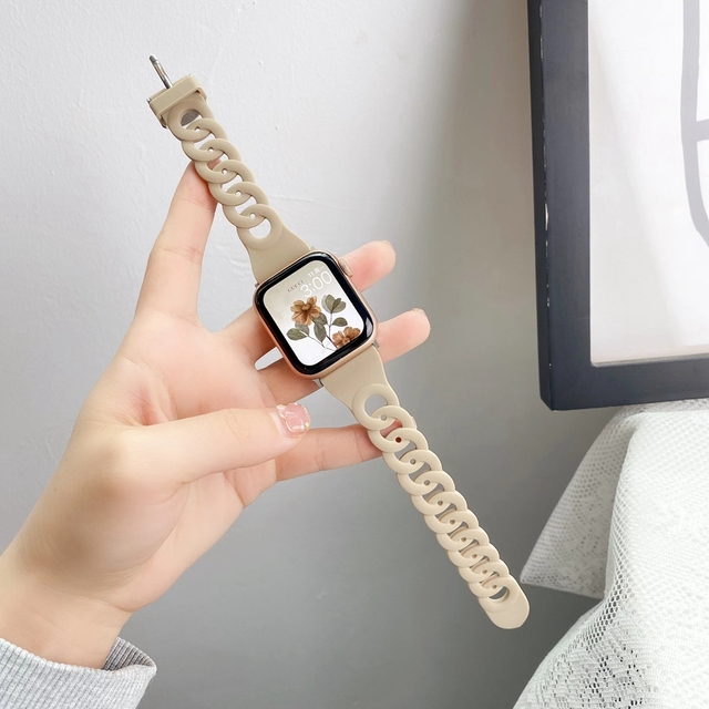 Style Strap38mm 42mm 40mm For Apple Watch Connected shape Link SE7 6 5 4 3 2 1 for iWatch 44mm 41/45mm Soft Silicone Band