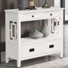 36" Farmhouse Console Table with 4 Drawers & 1 Shelf - Antique White 1