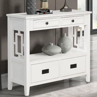36" Farmhouse Console Table with 4 Drawers & 1 Shelf - Antique White 1