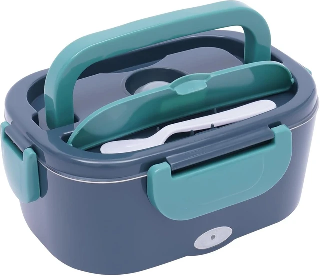 1pc 1500ml Large Capacity Blue Thermal Lunch Box With Three