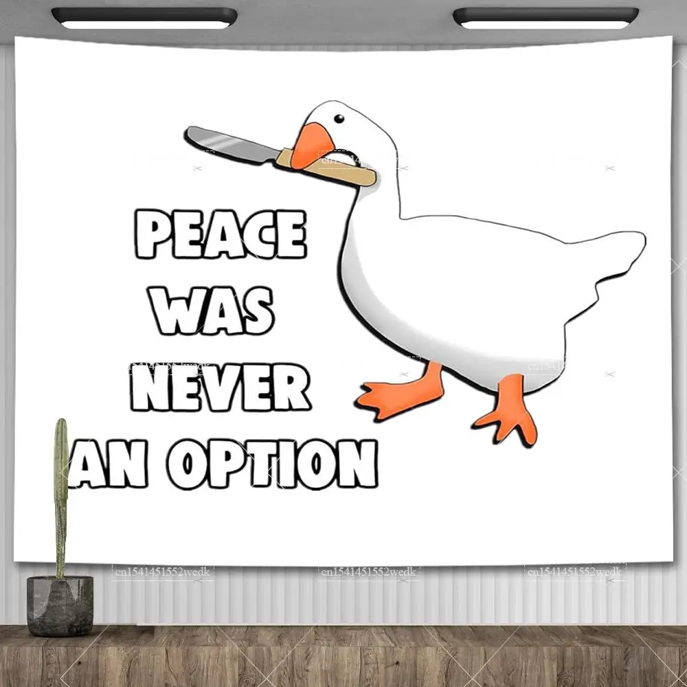 Peace Was Never An Option Goose Tapestry Room Decor Aesthetic Meme Tapestry Wall Hanging Bedding Carpets Decoration For Home tapestry decorations