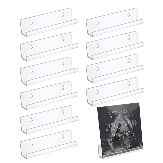 10pcs Vinyl Record Display Shelf Wall Mount Minimalist Acrylic Vinyl Holder  Wall Record Wall Display Stand For Albums CD