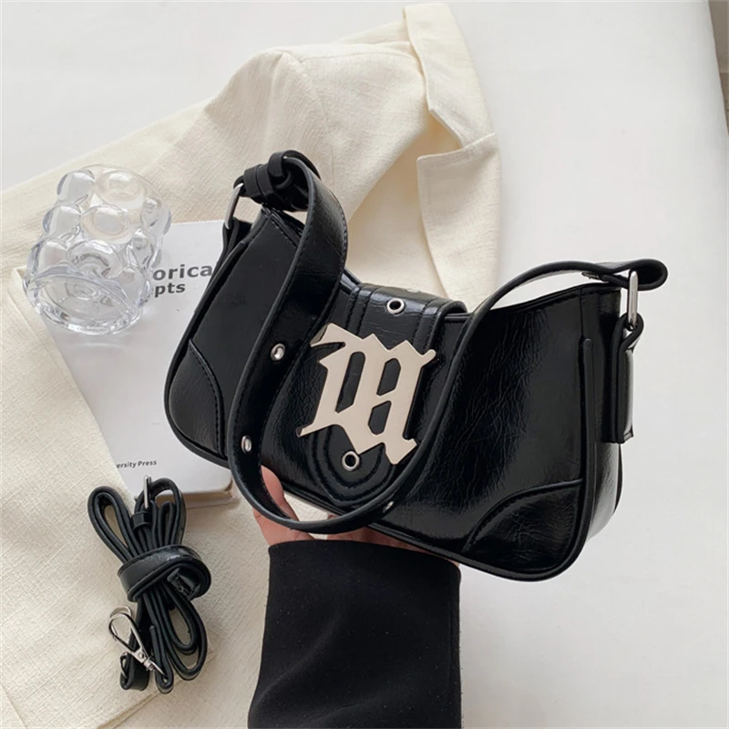 

Роскошные дизайнерские сумки на плечо для женщин, металлические сумочки с надписью, кошельки из искусственной кожи, Повседневная модная дамская сумочка через плечо