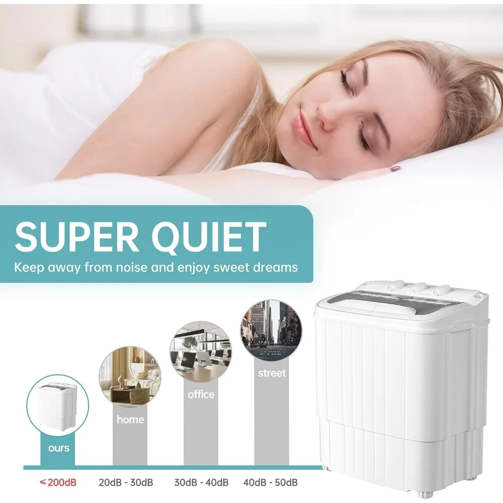 Portable washing machine with long hose, 16 pound portable washing machine dryer combination, suitable for dormitories