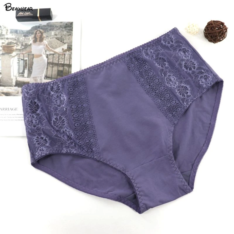 Beauwear Women's Floral Lace Panties Plus Size Female Breathable Underwear Ultra Thin Lingeries