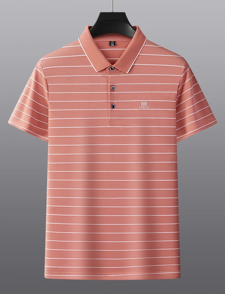 High-end fashion letter embroidery short-sleeved POLO shirt Men's casual T-shirt summer stripe business Paul shirt Men's wear 20 Sd50b7bdb925f4e08be3d313eafc1bc6bT