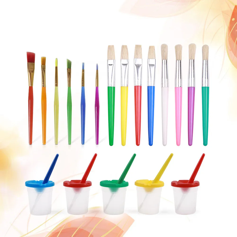 19Pcs 페인팅 브러쉬 세트 아크릴 오일 수채화 공예용 전문 미술 용품 ??세척 가능 간편한 휴대