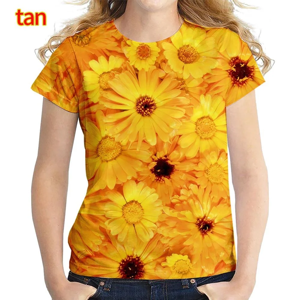 

New Fashion Flower Women's 3D Printed T Shirt casual short-sleeved Cool T-shirt