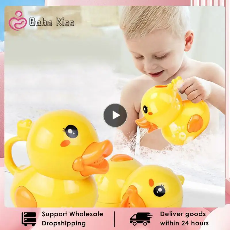 

Baby Bath Toys Yellow Duck Float Spray Water Toys Finding Bathroom Play Animals Shower Figure Toy 2 in 1 Watering Pot For Kids