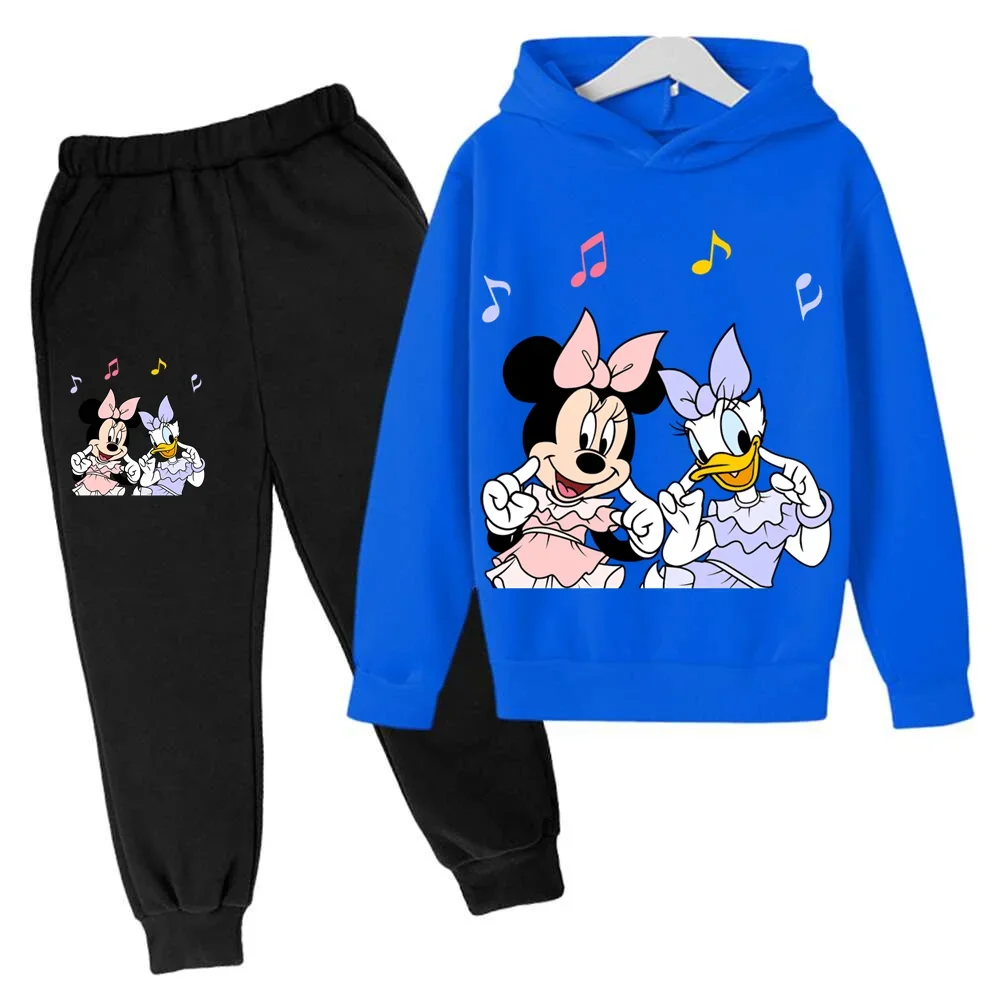Girls boys Disney Mickey Mouse Hoodies Cotton Donald Duck Long Sleeve pant Children Autumn 4-14 Years Old Cartoon Casual Hooded 2