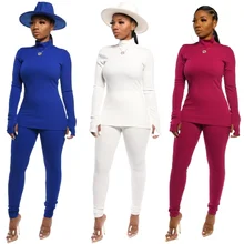 

New Tracksuit For Women Two Piece Set Knitted Sweater Long Sleeve Pants For Women Fashion Pit Strip Slim Multi-color Casual Suit