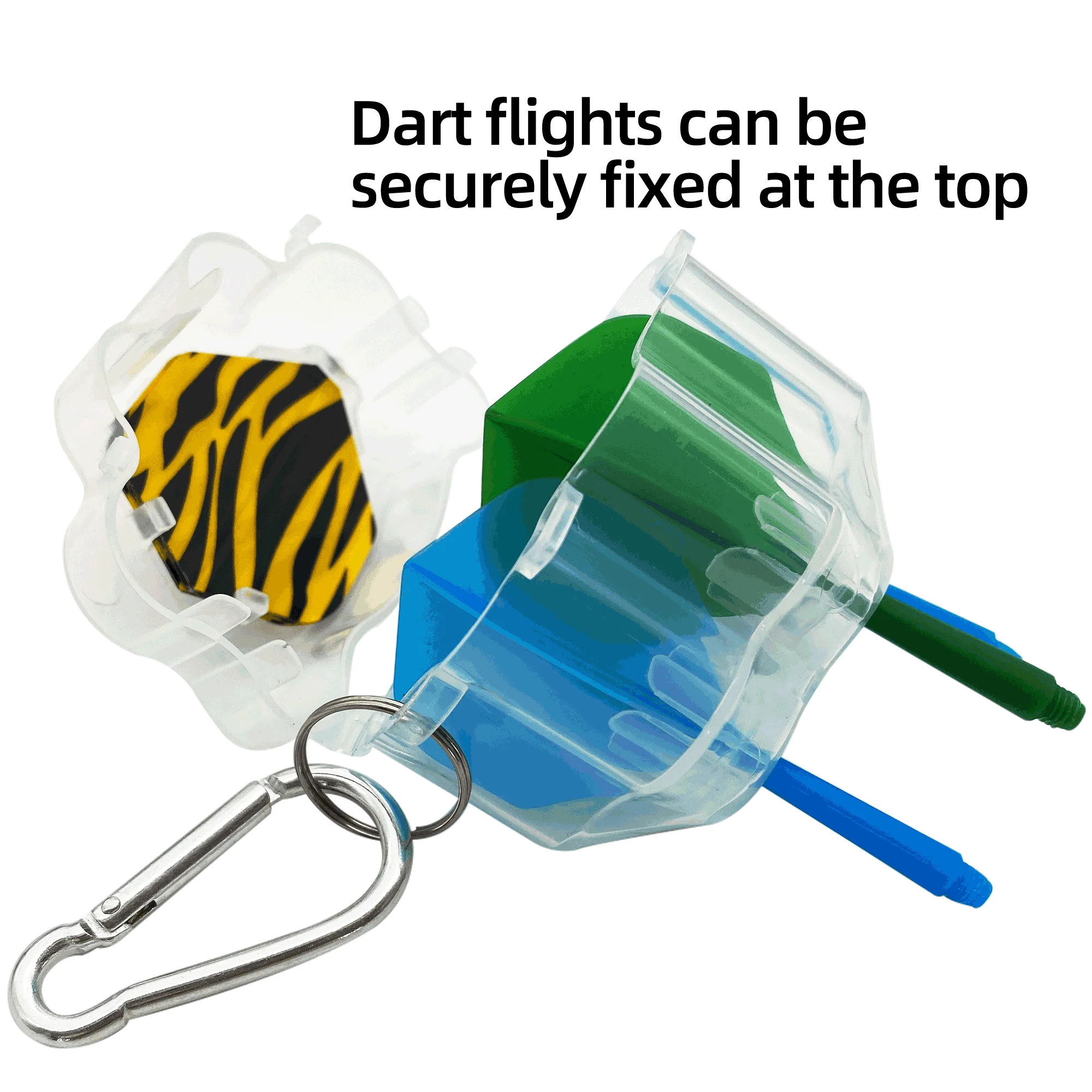 Enhanced Portable Mini Transparent Dart Box with Aluminum Hanging Clip – 4 Color Options
