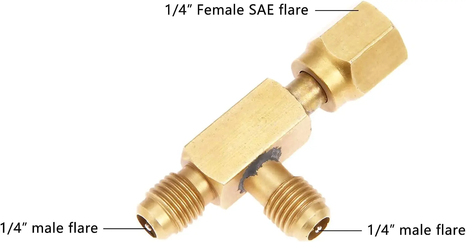 2Pcs Quick Coupler Access Tee 1/4\'\' Valves Core Tee Adapter with Swivel Connector Fits for Gauge Deep Vacuum Pump Manifold
