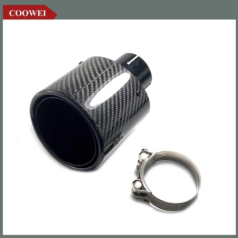130/150Mm Uscita Ovale Inclinato Nero Carbonio Punte Di Scarico Silenziatore Lucido Punta Di Scarico Per Akrapovic Bmw Audi Tubo Di Scarico In Fibra D