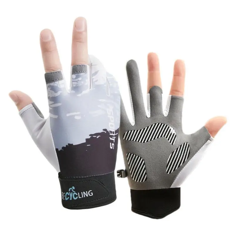 

Fishing Gloves 3 Fingers Cut Gloves Non-slip Touchscreen Fingerless Gloves Breathable Outdoor Sport Ice Silk Fingerless Gloves