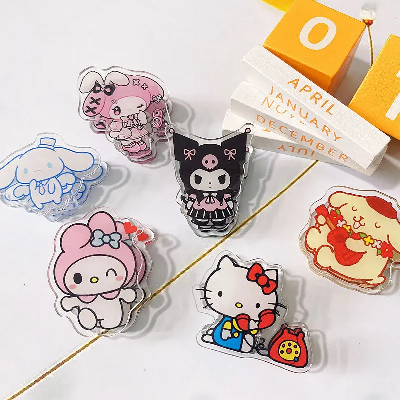 

New Kuromi Hello Kitty Anime Sanrio Kawaii Binding and Sealing Clip Cute Cartoon Acrylic Pp Folder Photo Clip Girls for Gift