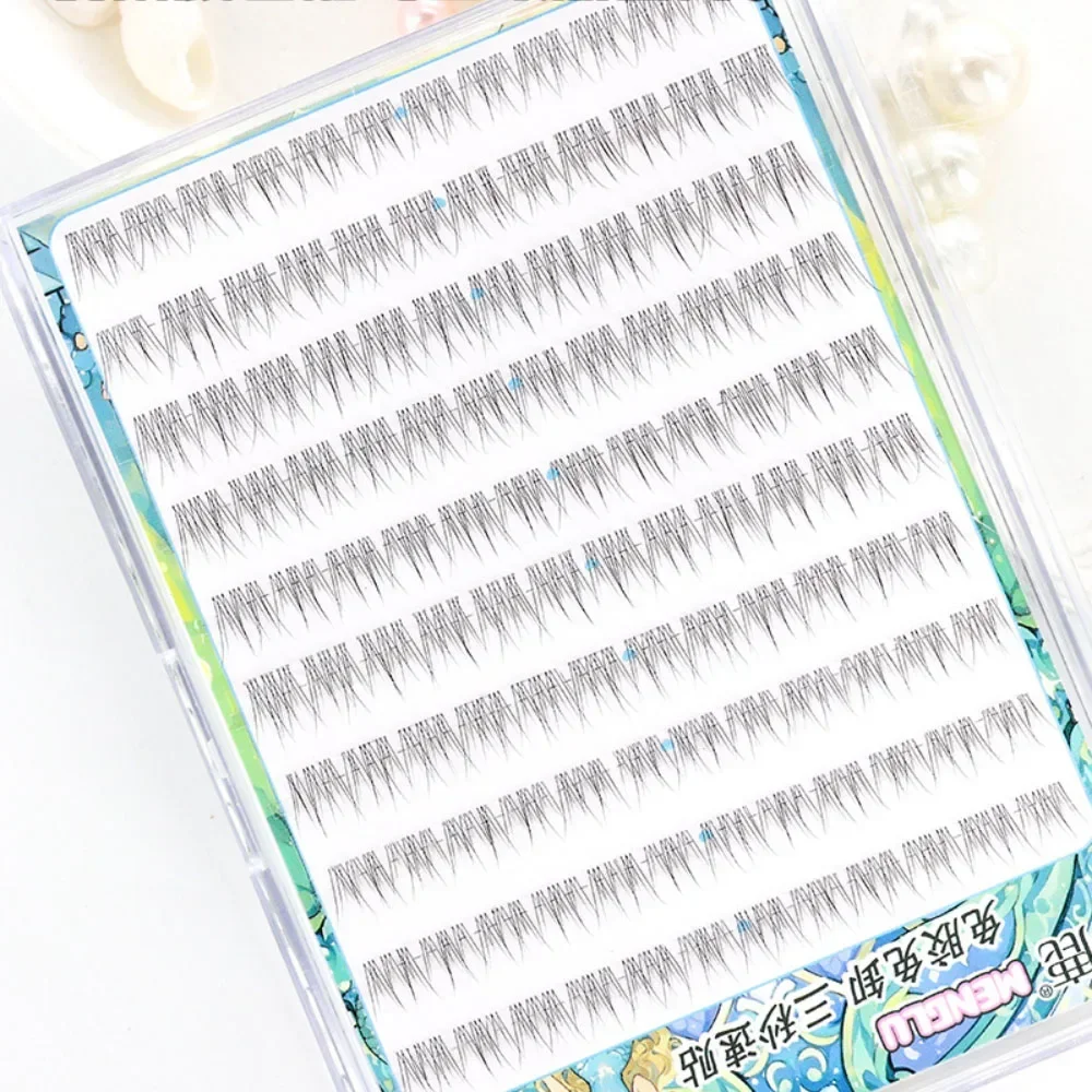10 Rows Volume False Eyelash Natural Slender Fish Tail Fake Eyelash Glue-free Individual Lashes Segmented Lash Cute Eye Makeup