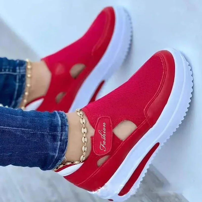 Designer Brand Women Fashion Platform Solid Color Vulcanized Sneakers Woman Casual Breathable Wedge Shoes Ladies Walking Shoes 3