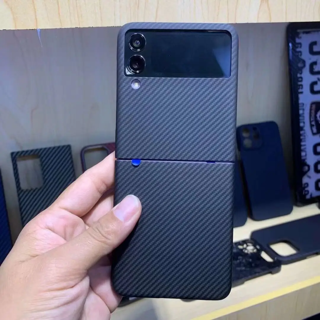 

Чехол для Galaxy Z Flip 3, чехол из углеродного волокна для телефона, чехол из арамидного волокна 600D, тонкие линии, Ультратонкий чехол для Samsung Galaxy Z Flip 3