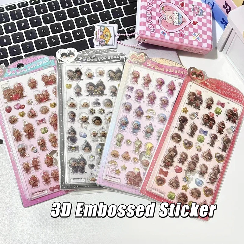 Adesivi 3D in Cristallo, Simpatici Adesivi Monchhichi per Scrapbook, Decorazioni Fai-da-Te per Cover Telefono, Adesivi Decorativi Estetici, Regali - immagine 5