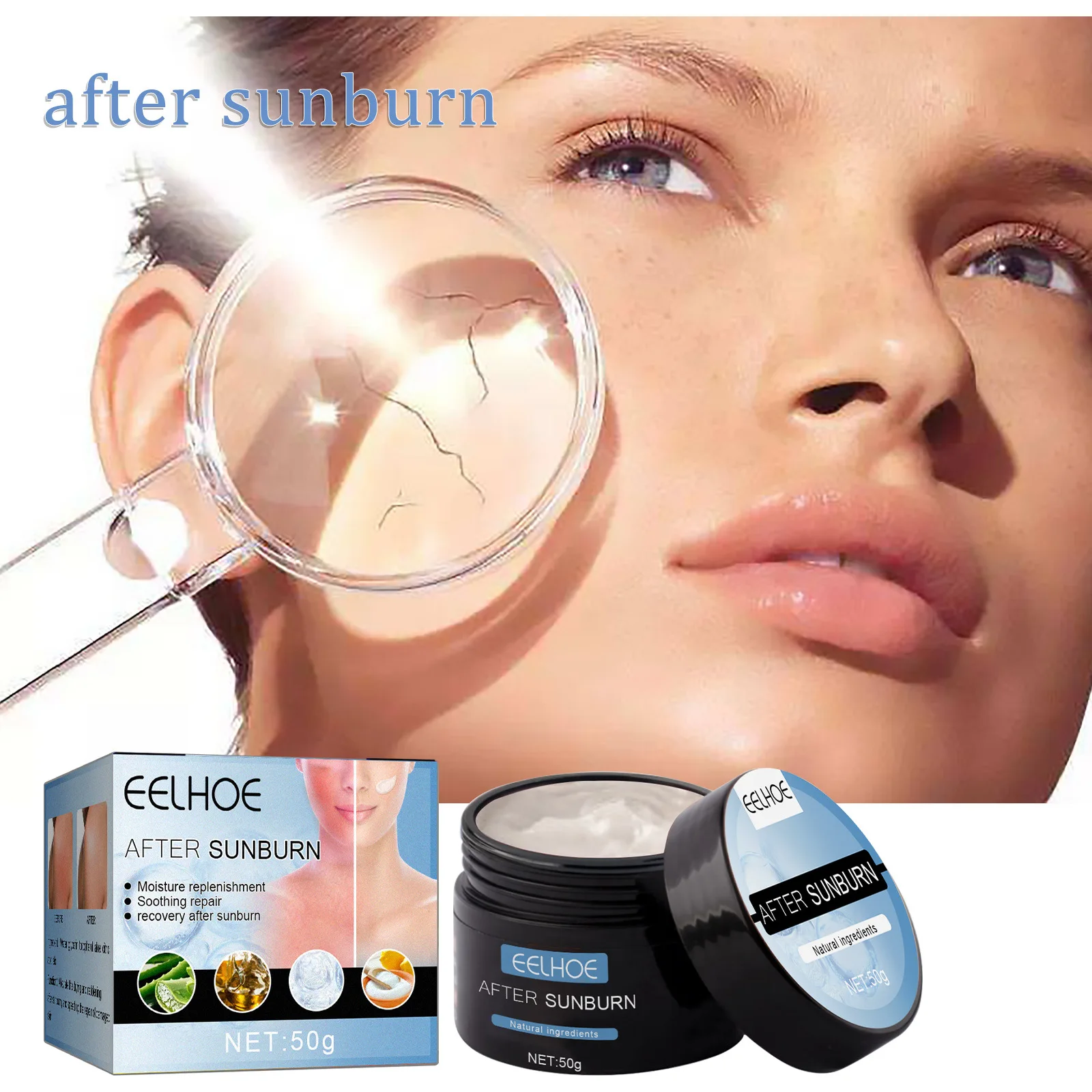 EELHOE After Sun Repair Cream Aloe Vera Sunburn Repair Gel Face Body Refreshing Moisturizing Protection Skin Care