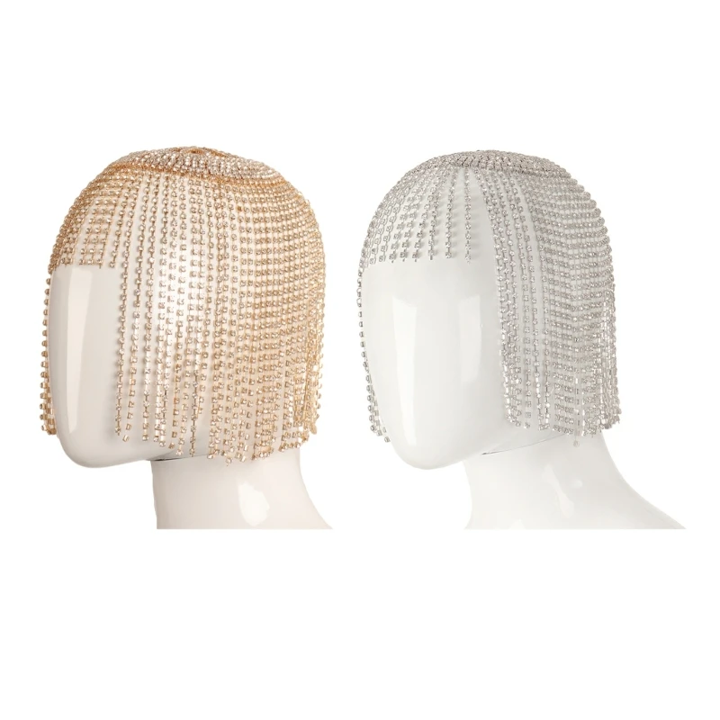 

Lady Head Cover Hat Night Club Headdress Adult Stage Props Hair Chain