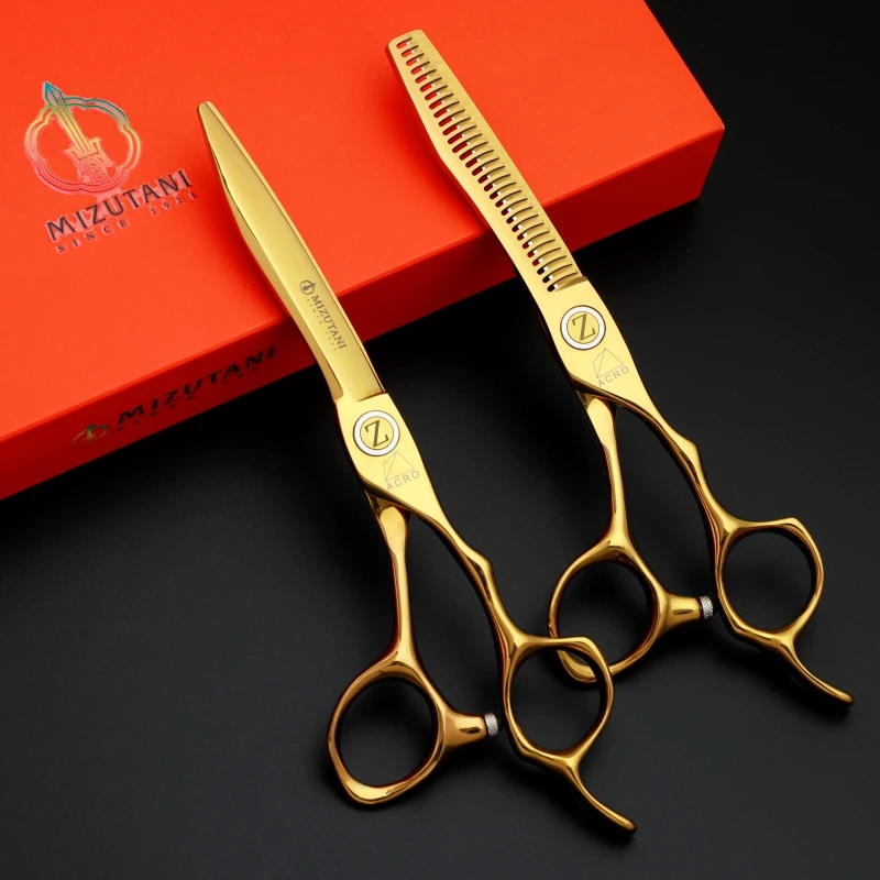 MIZUTAMI barber scissors 6.0 inch VG10 material gold scissors hair thinning scissors set professional hairdressing scissors scissors gold ножницы m