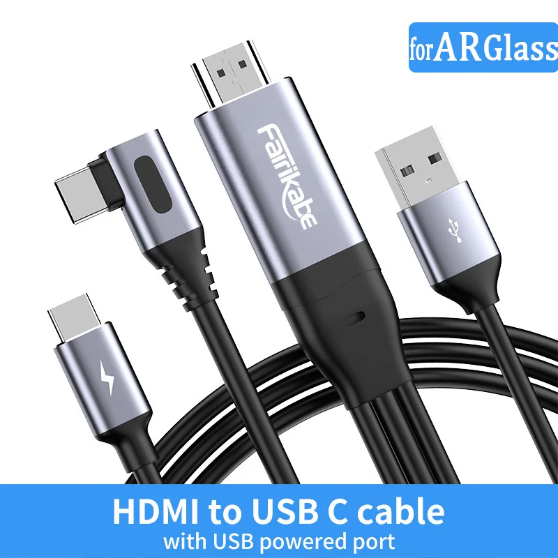Cavo HDMI To USB C Fairikabe 1m - 4K60Hz, Per Monitor USB-C, Xreal Air, PS5, Xbox, Con Alimentazione USB-A - Foto 4