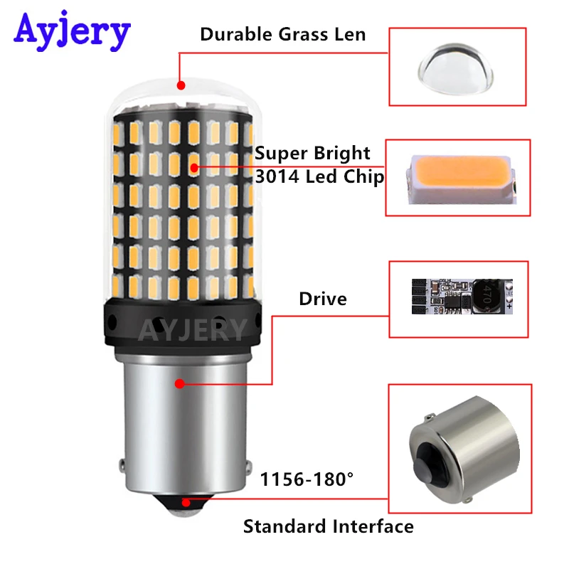 2  1156 BA15S P21W BAU15S PY21W 7440 W21W P21/5W 1157 BAY15D 7443 3157 LED  144smd Canbus    õ