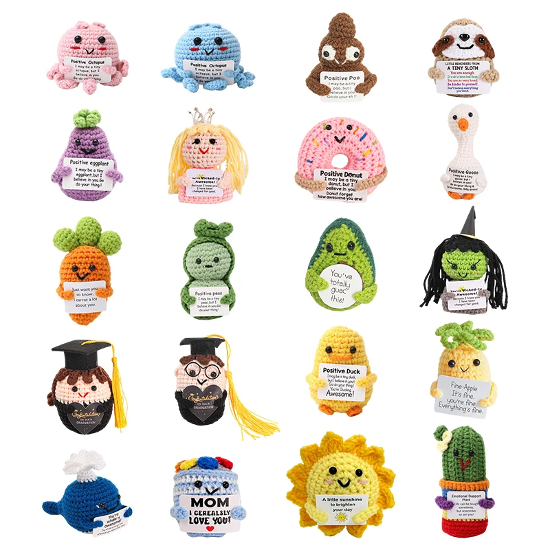 Crochet Positive Energy Doll Pocket Hug Handmade Plush Knitted Ornament Handmade Doll Crochet Miniature Chrismas Gift Accessorie plush knitting doll