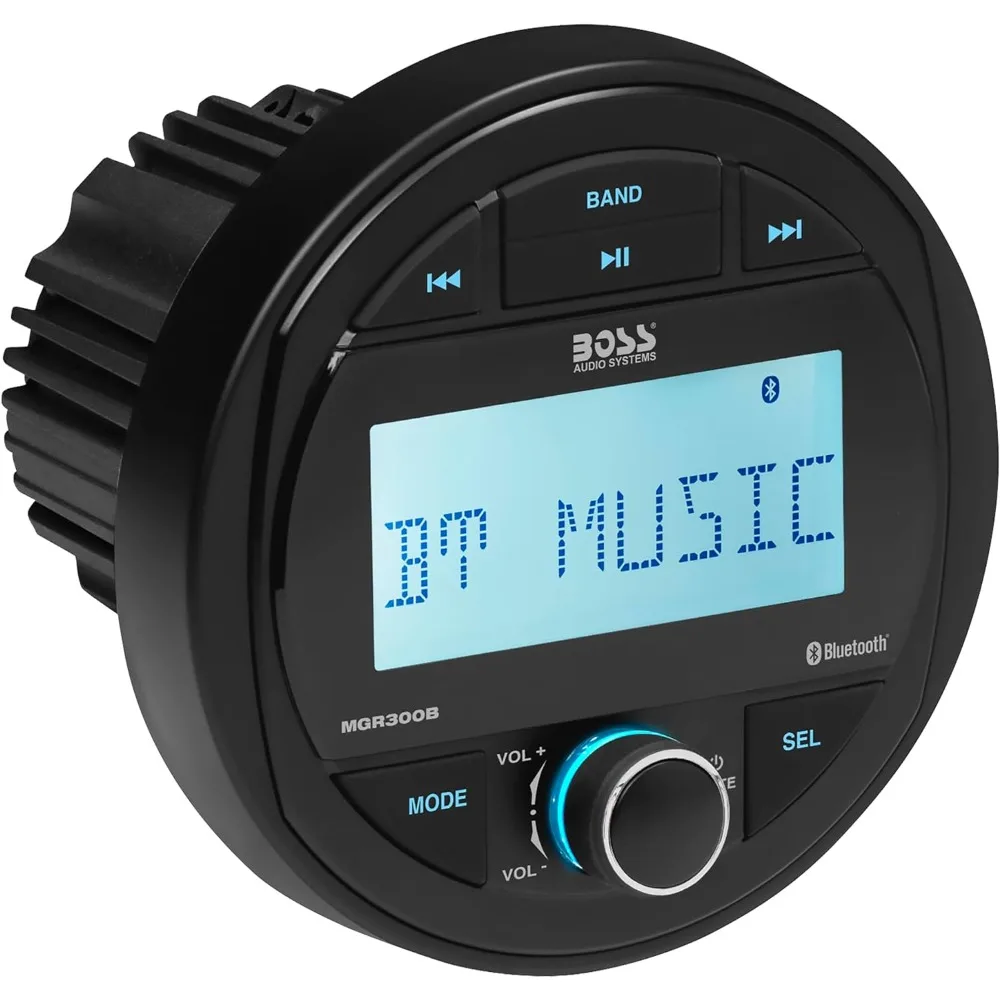 

MGR300B Marine Boat Stereo Gauge Receiver - Bluetooth, No CD DVD Player, AM/FM Radio, IPX5 Weatherproof, USB, MP3