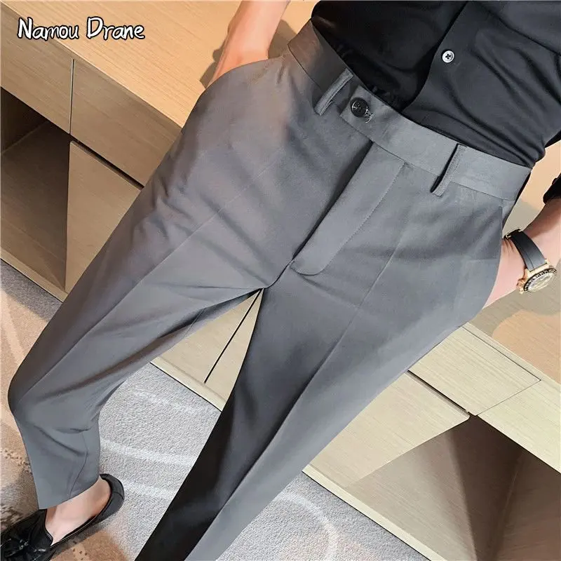 

2023 Spring and Autumn Slim Suit Pants Men's Trend Business Casual Trousers Small Feet Nine Points Trousers Men